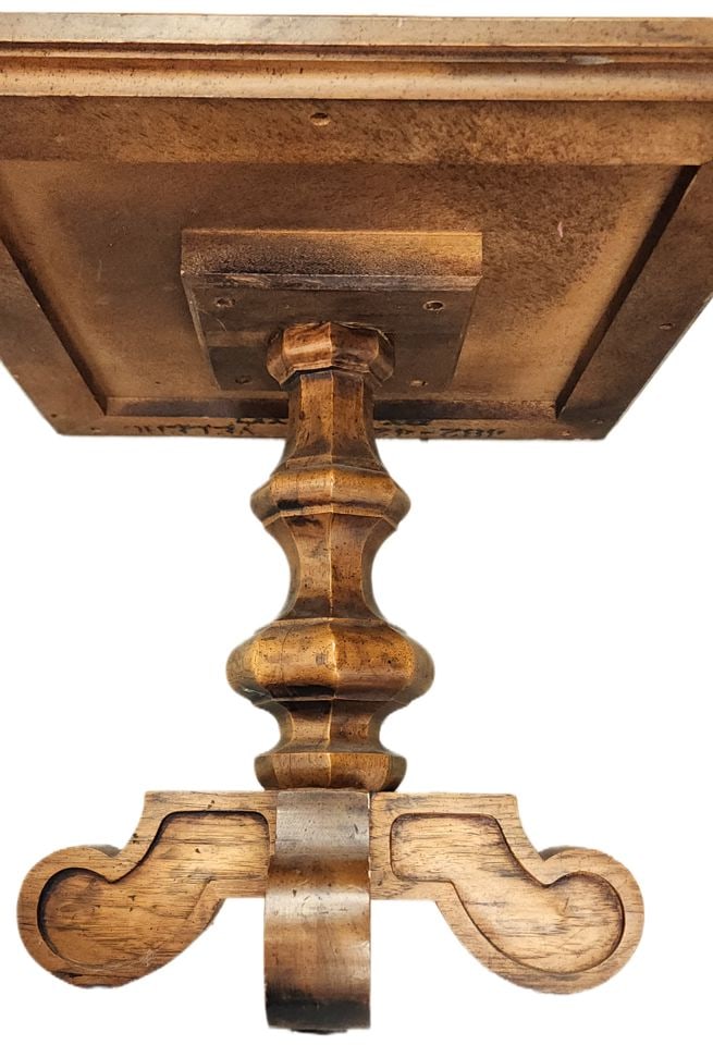 Pair of Antique Square Oak Pedestal Side Tables w/ Beautifully Hand-Carved Bases. 20x20x18h - 7