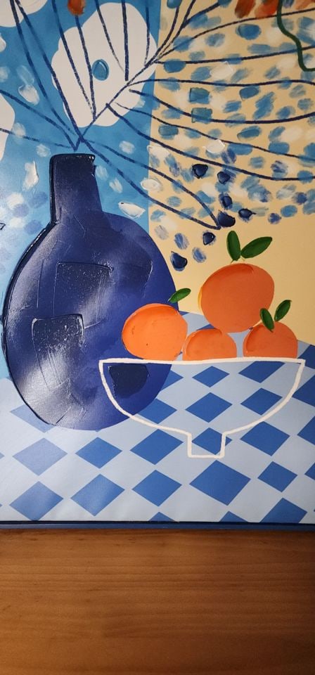 Boldly colored cubist impasto hand-painted still life Special Edition by 33Art Studio 24"x36" - 4