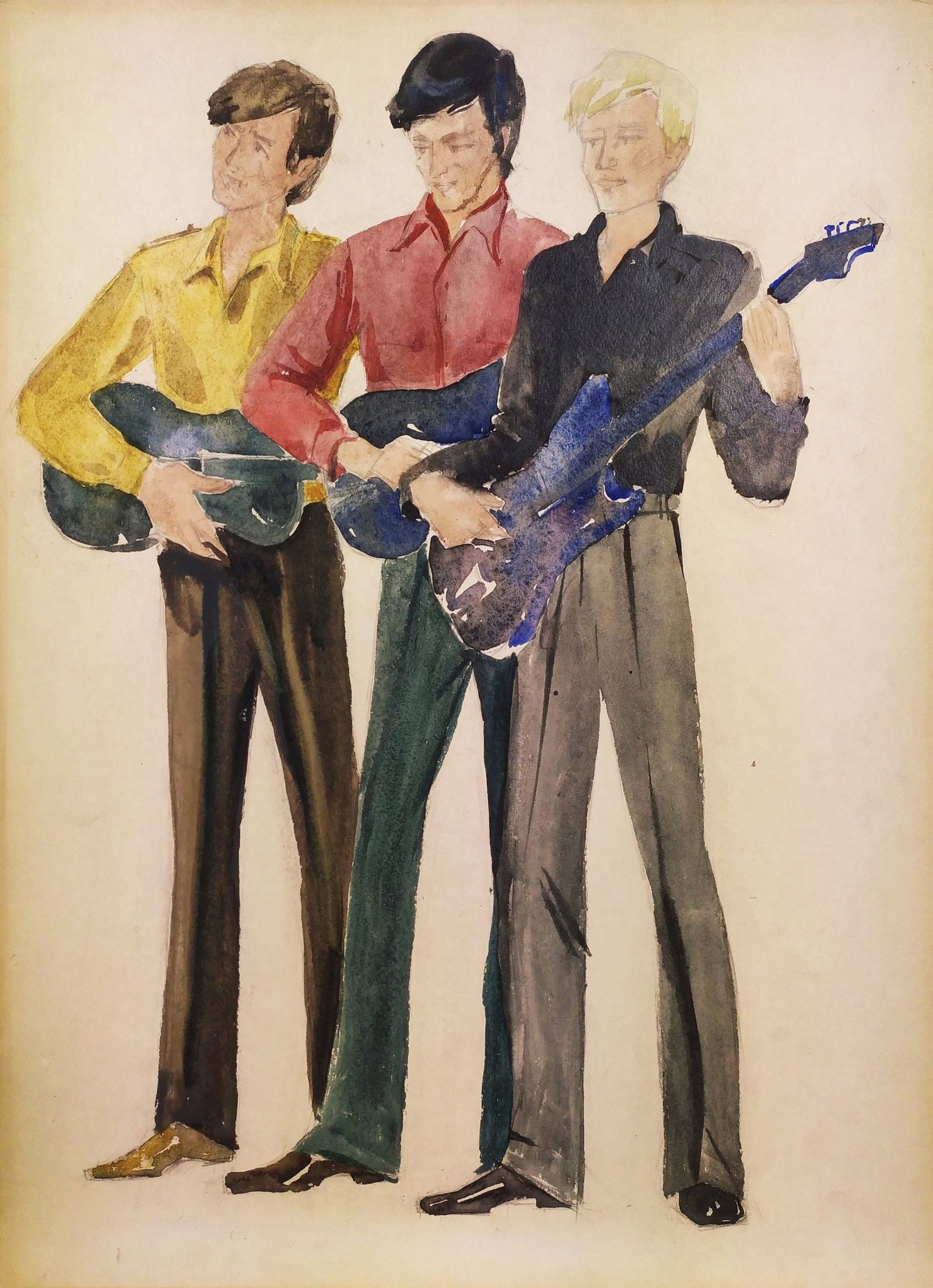 Yablonska Olena (Ukrainian artist), "Musicians", watercolor on cardboard (1 of 4)