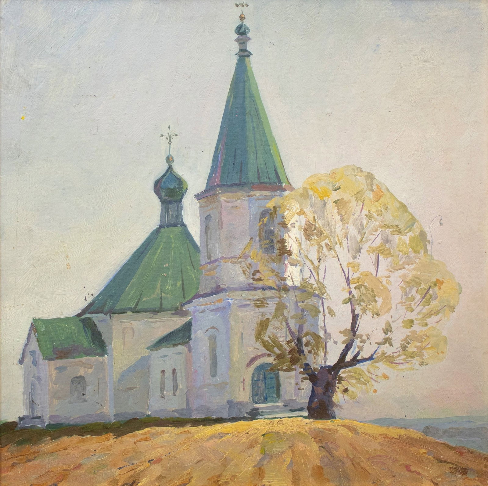 Mynka Olexandr (Ukrainian artist), "Eternal", oil on cardboard: ARTIST: Mynka Olexandr Fedorovich, Ukrainian artist TITLE: "Eternal" SIZE: 50 x 50 cm, (19 3/4 x 19 3/4 in.) MEDIUM: oil on cardboard YEAR OF CREATION: 1985 CONDITION: The painting is in good vintage 