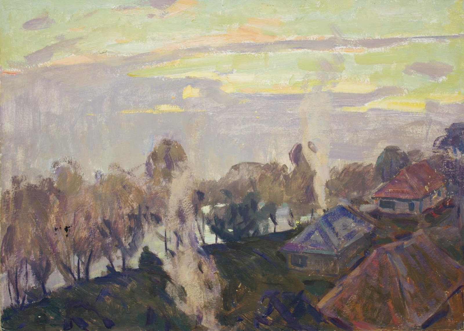 Tyukha Ivan (Ukrainian artist), "Sweet smoke", oil on cardboard (1 of 1)