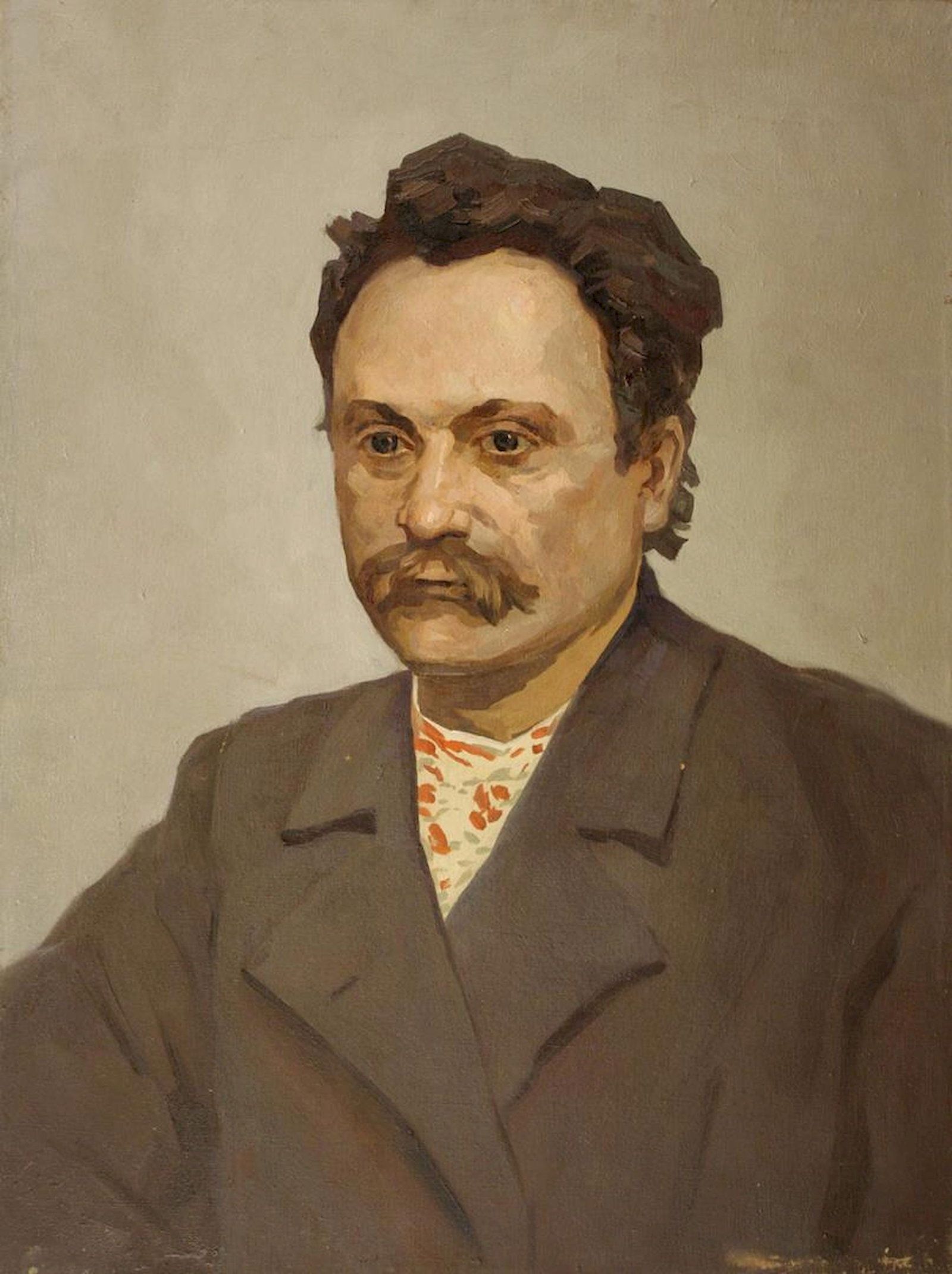 Unidentified (Ukrainian artist), "Portrait of Ivan Franko", oil on canvas: ARTIST: Unidentified Artist TITLE: "Portrait of Ivan Franko" SIZE: 80 x 60 cm, (31 2/4 x 23 2/4 in.) MEDIUM: oil on canvas YEAR OF CREATION: not dated CONDITION: The painting is in good vintage condit