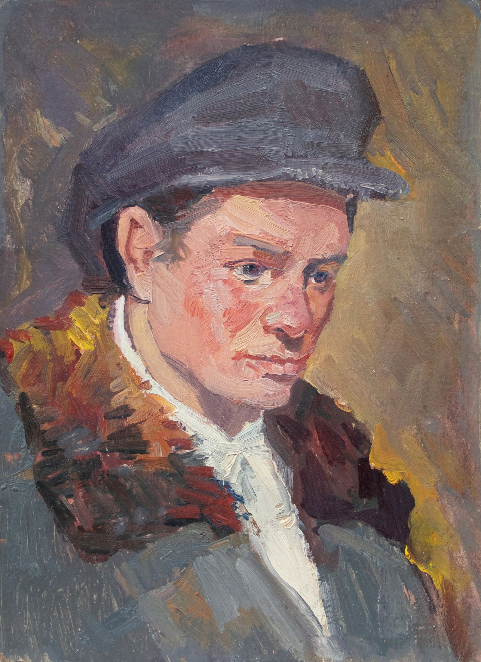 Unidentified (Ukrainian artist), "Portrait of a young poet", oil on cardboard (1 of 3)
