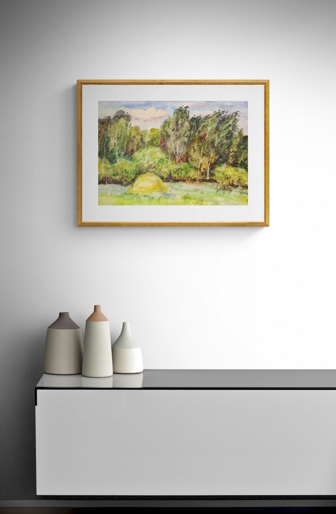 Unidentified (Ukrainian artist), "A hay stack", watercolor on paper - 2