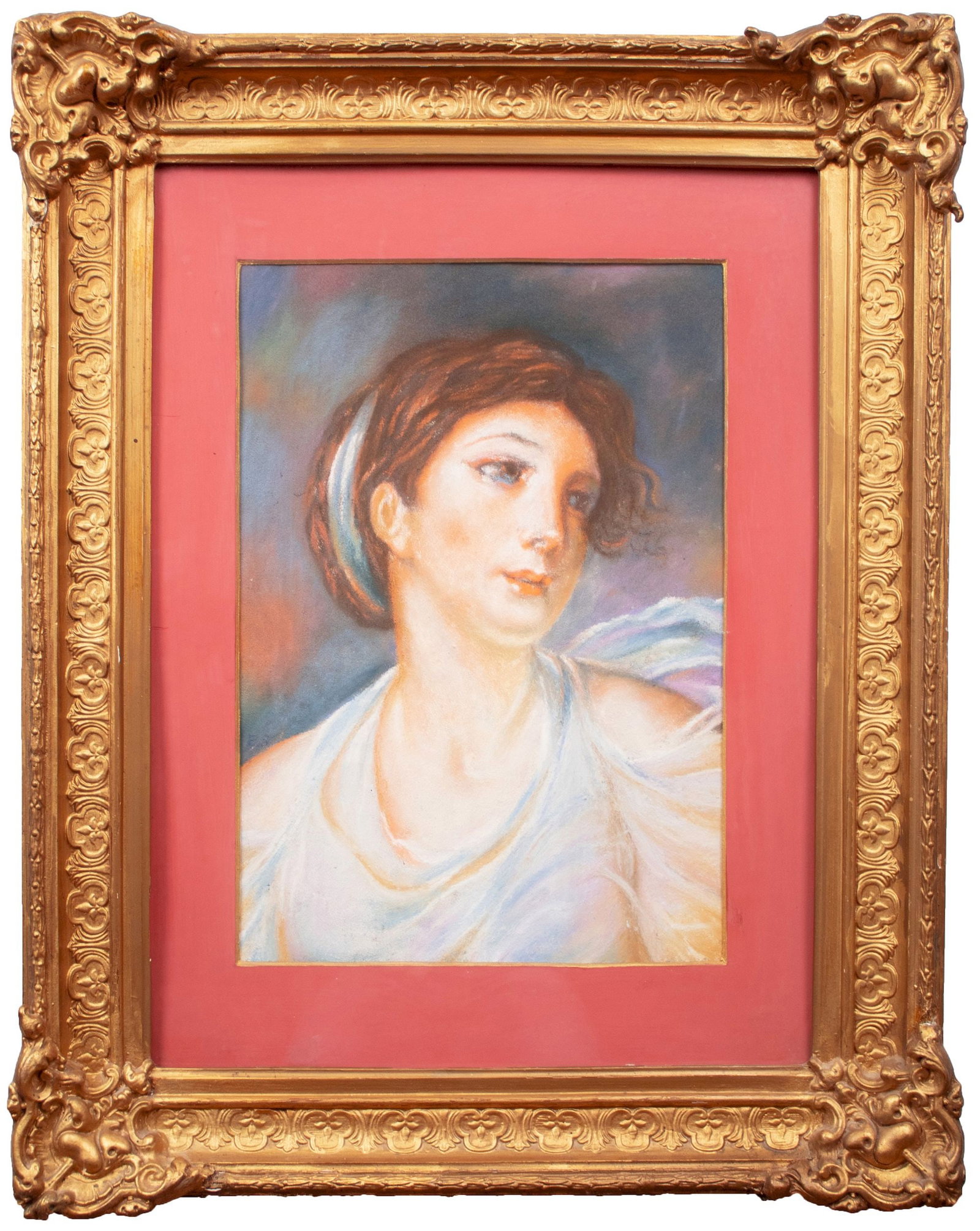 Unidentified (Ukrainian artist), "Girl conceived", pastel on paper (1 of 3)
