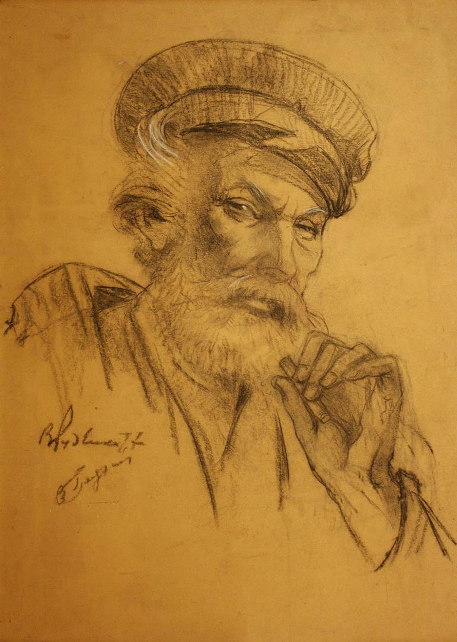 Rudenko Volodymyr (Ukrainian artist), "Did Schukar", mixed technique on cardboard: ARTIST: Rudenko Volodymyr Mykhaylovich, Ukrainian artist TITLE: "Did Schukar" SIZE: 65 x 45 cm, (25 2/4 x 17 3/4 in.) MEDIUM: mixed technique on cardboard YEAR OF CREATION: 1977 CONDITION: The