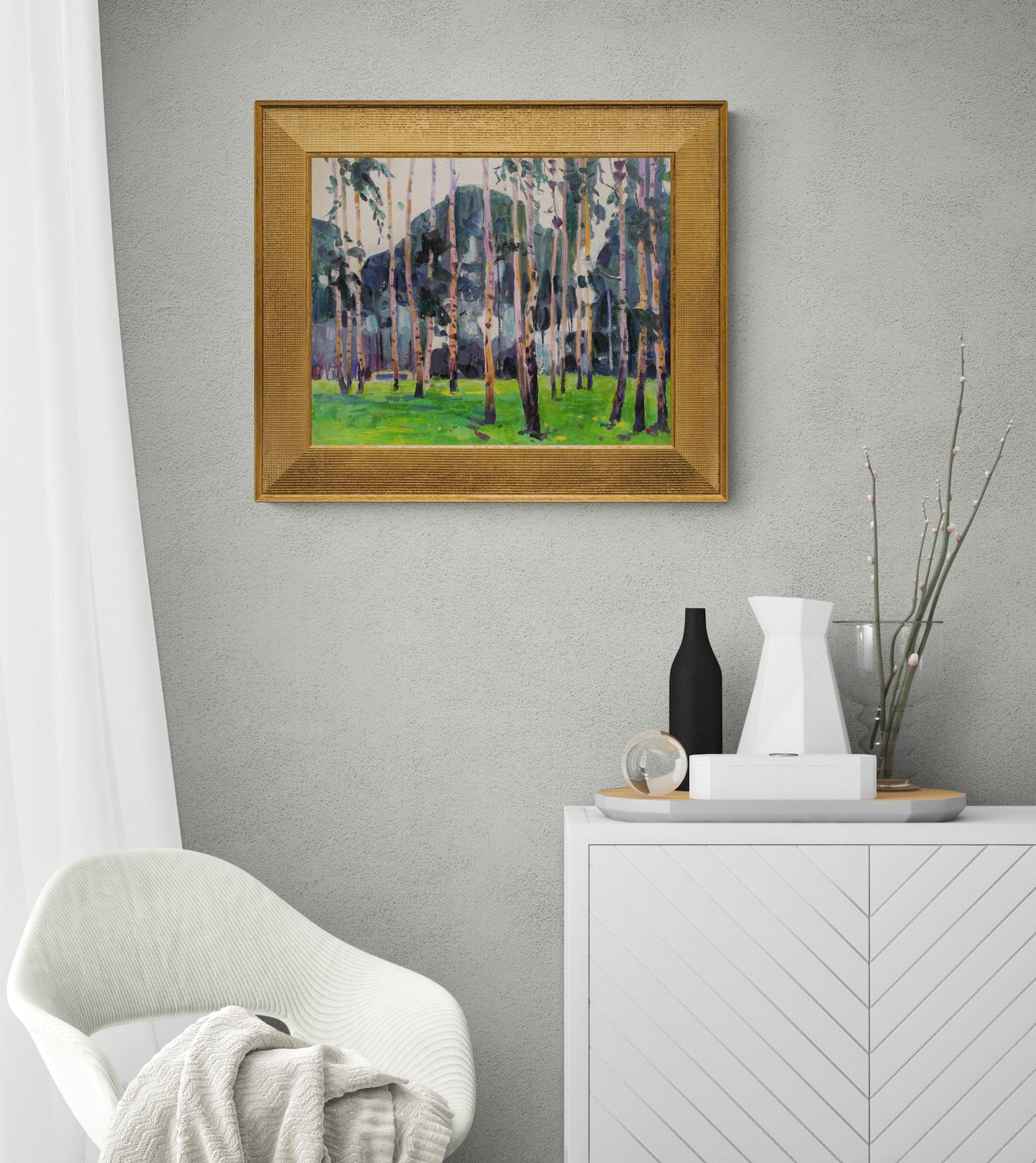 Tyukha Ivan (Ukrainian artist), "Birch grove", oil on cardboard - 3