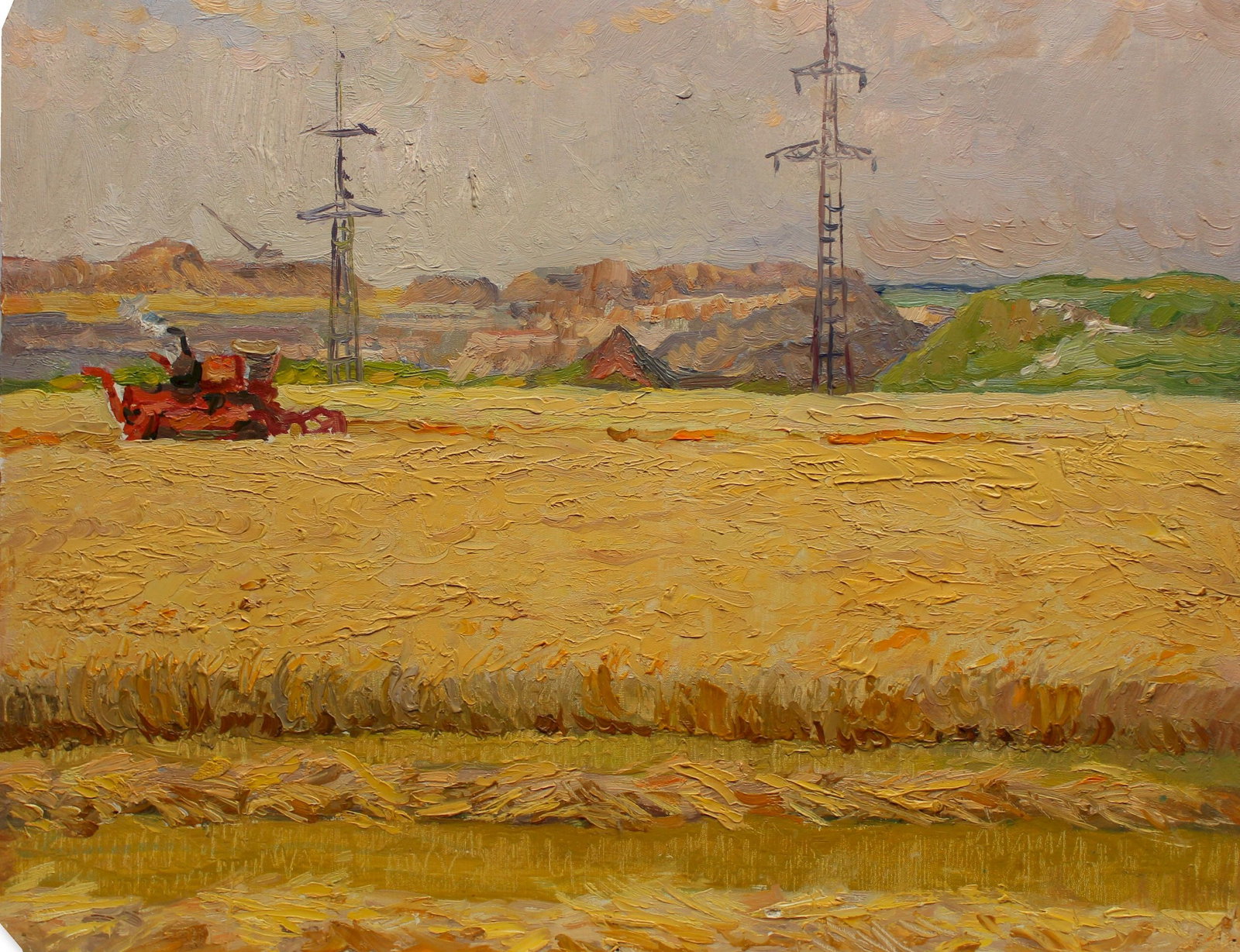 Mynka Olexandr (Ukrainian artist), "Harvest", oil on cardboard (1 of 3)