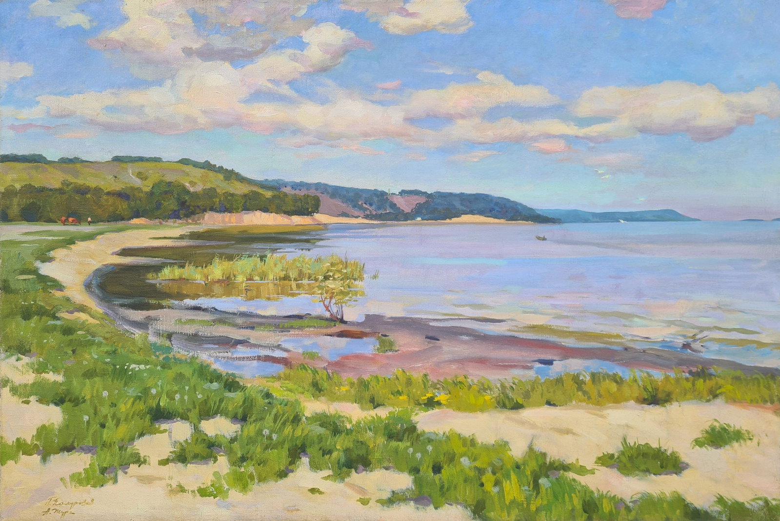 Zhura Olexandr (Ukrainian artist), "Sea", oil on canvas: ARTIST: Zhura Olexandr Yakovich, Ukrainian artist TITLE: "Sea" SIZE: 105 x 155 cm, (41 1/4 x 61 in.) MEDIUM: oil on canvas YEAR OF CREATION: not dated CONDITION: The painting is in good vintage condit