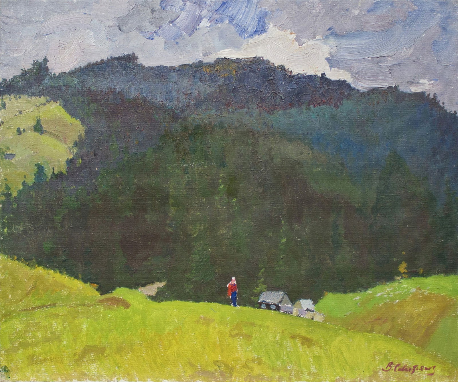 Sevastyanov Victor (Ukrainian artist), "Carpathians", oil on canvas: ARTIST: Sevastyanov Victor Grigorovich, Ukrainian artist TITLE: "Carpathians" SIZE: 50 x 61 cm, (19 3/4 x 24 in.) MEDIUM: oil on canvas YEAR OF CREATION: not dated CONDITION: The painting is in good v