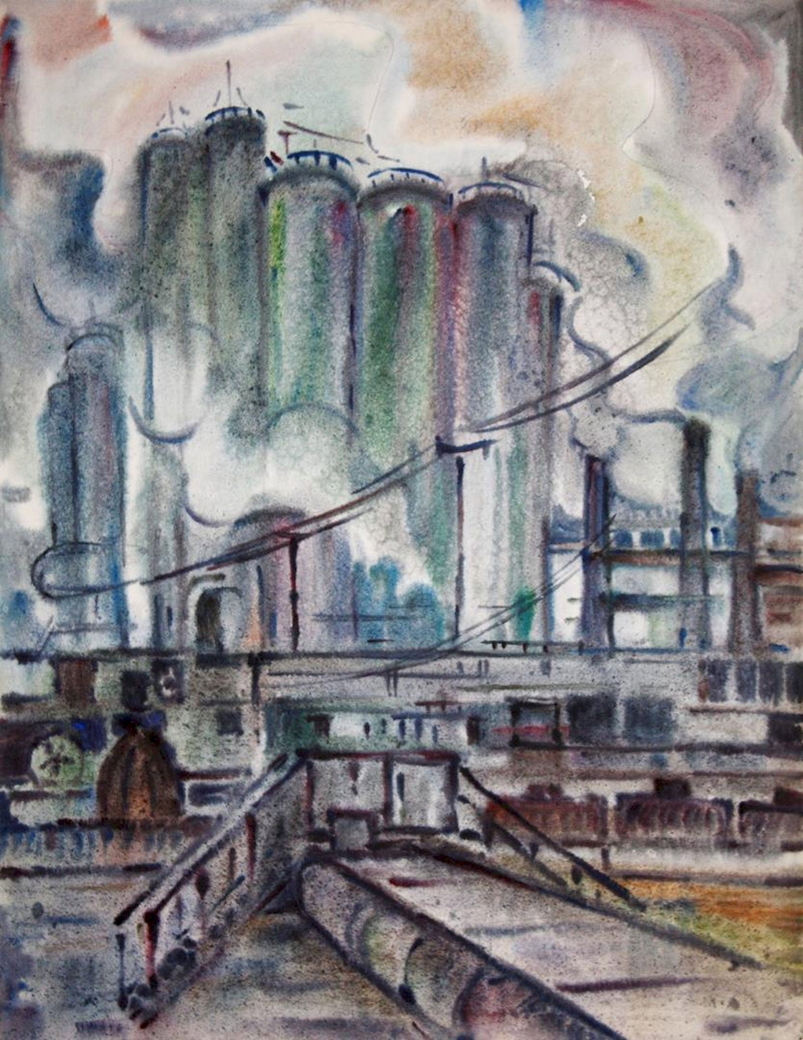 Kirilkov Valentin (Ukrainian artist), "Krivorozhstal" series", watercolor on paper: ARTIST: Kirilkov Valentin Feodosievich, Ukrainian artist TITLE: "Krivorozhstal" series" SIZE: 77 x 59 cm, (30 1/4 x 23 1/4 in.) MEDIUM: watercolor on paper YEAR OF CREATION: not dated CONDITION: The p
