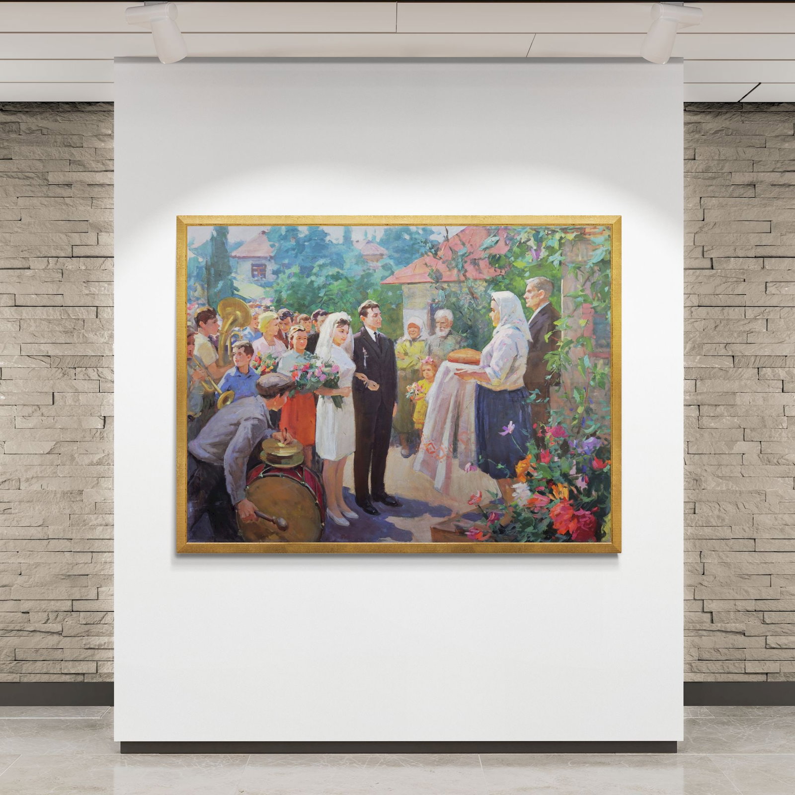 Unidentified (Ukrainian artist), "Wedding", oil on canvas - 3