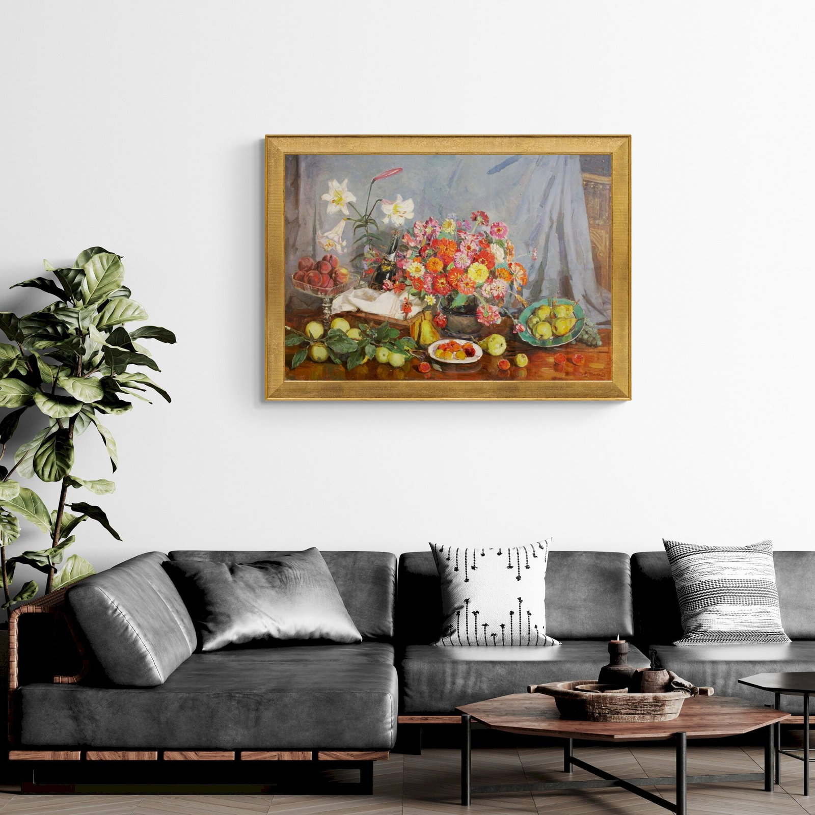 Sharkevich Vsevolod (Ukrainian artist), "Still life, apples, pears, flowers", oil on canvas - 4