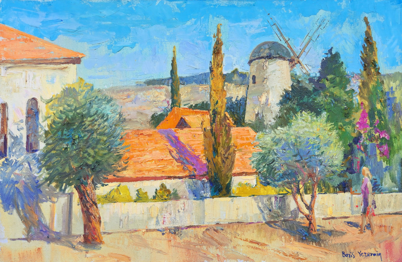 Yeremin Boris (Ukrainian artist), "Angle Jerusalem", oil on canvas: ARTIST: Yeremin Boris Oleksandrovich, Ukrainian artist TITLE: "Angle Jerusalem" SIZE: 59 x 90 cm, (23 1/4 x 35 2/4 in.) MEDIUM: oil on canvas YEAR OF CREATION: not dated CONDITION: The painting is in 