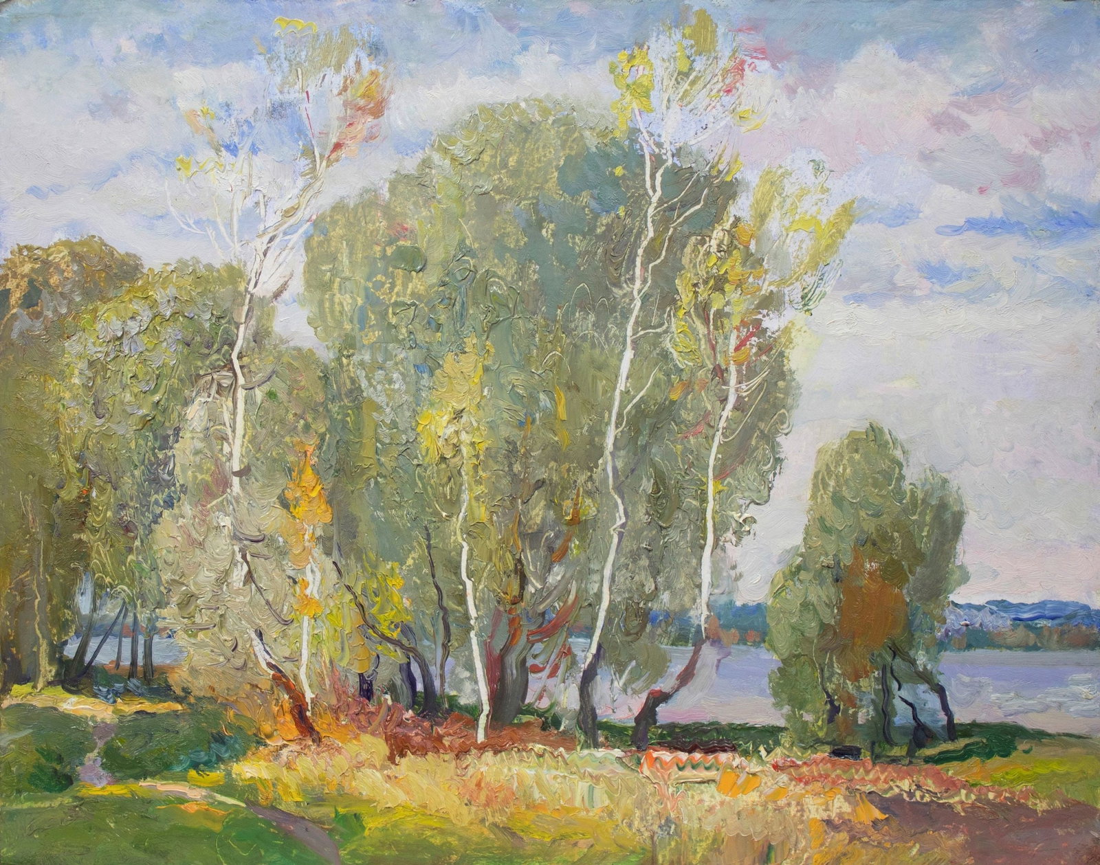 Mynka Olexandr (Ukrainian artist), "Green miracle", oil on cardboard: ARTIST: Mynka Olexandr Fedorovich, Ukrainian artist TITLE: "Green miracle" SIZE: 40 x 50 cm, (15 3/4 x 19 3/4 in.) MEDIUM: oil on cardboard YEAR OF CREATION: 1998 CONDITION: The painting is in good vi