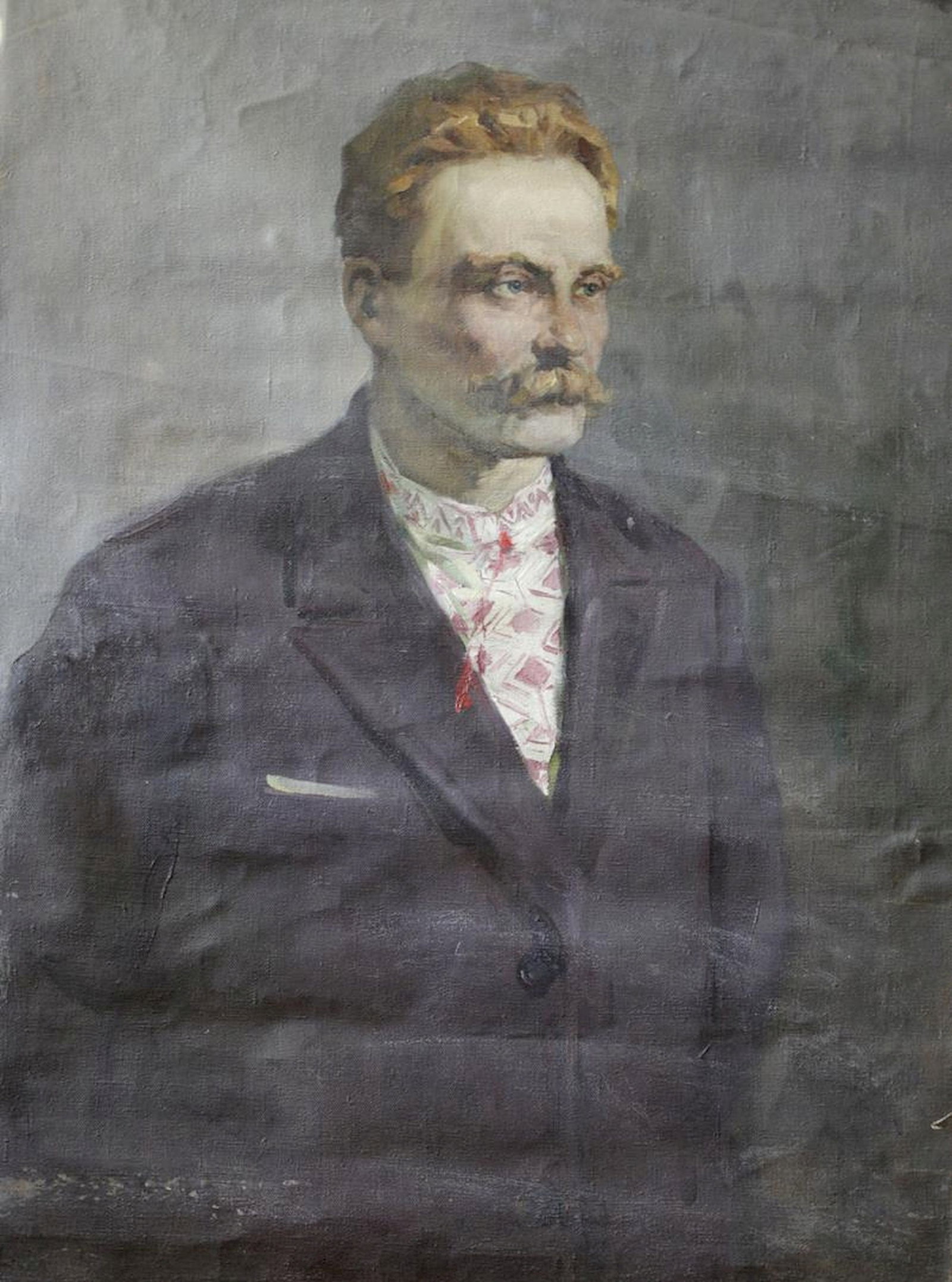 Unidentified (Ukrainian artist), "Ivan Franko", oil on canvas: ARTIST: Unidentified Artist TITLE: "Ivan Franko" SIZE: 105 x 79 cm, (41 1/4 x 31 in.) MEDIUM: oil on canvas YEAR OF CREATION: not dated CONDITION: The painting is in good vintage condition, as shown i