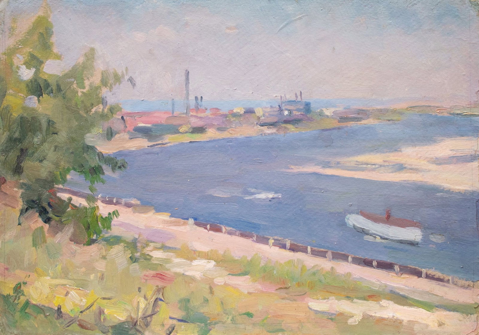 Tyukha Ivan (Ukrainian artist), "Edge spotlight", oil on cardboard: ARTIST: Tyukha Ivan Andriyovich, Ukrainian artist TITLE: "Edge spotlight" SIZE: 71 x 65 cm, (28 x 25 2/4 in.) MEDIUM: oil on cardboard YEAR OF CREATION: not dated CONDITION: The painting is in good vi