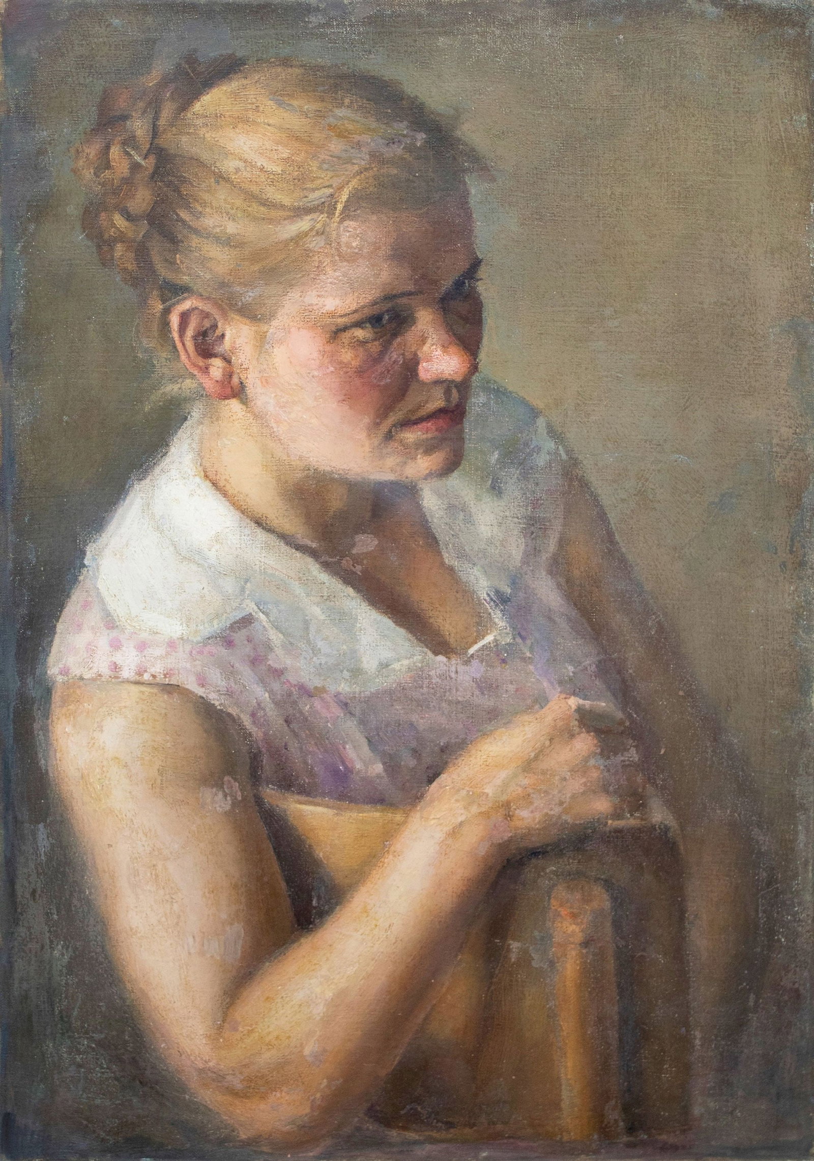 Unidentified (Ukrainian artist), "Female portrait", oil on canvas (1 of 3)