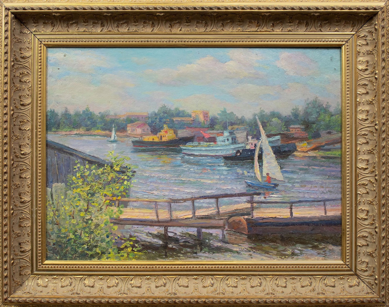 Kutuzov Victor (Ukrainian artist), "Water station", oil on canvas: ARTIST: Kutuzov Victor Ivanovich, Ukrainian artist TITLE: "Water station" SIZE: 36 x 49 cm, (14 1/4 x 19 1/4 in.) MEDIUM: oil on canvas YEAR OF CREATION: not dated CONDITION: The painting is in good