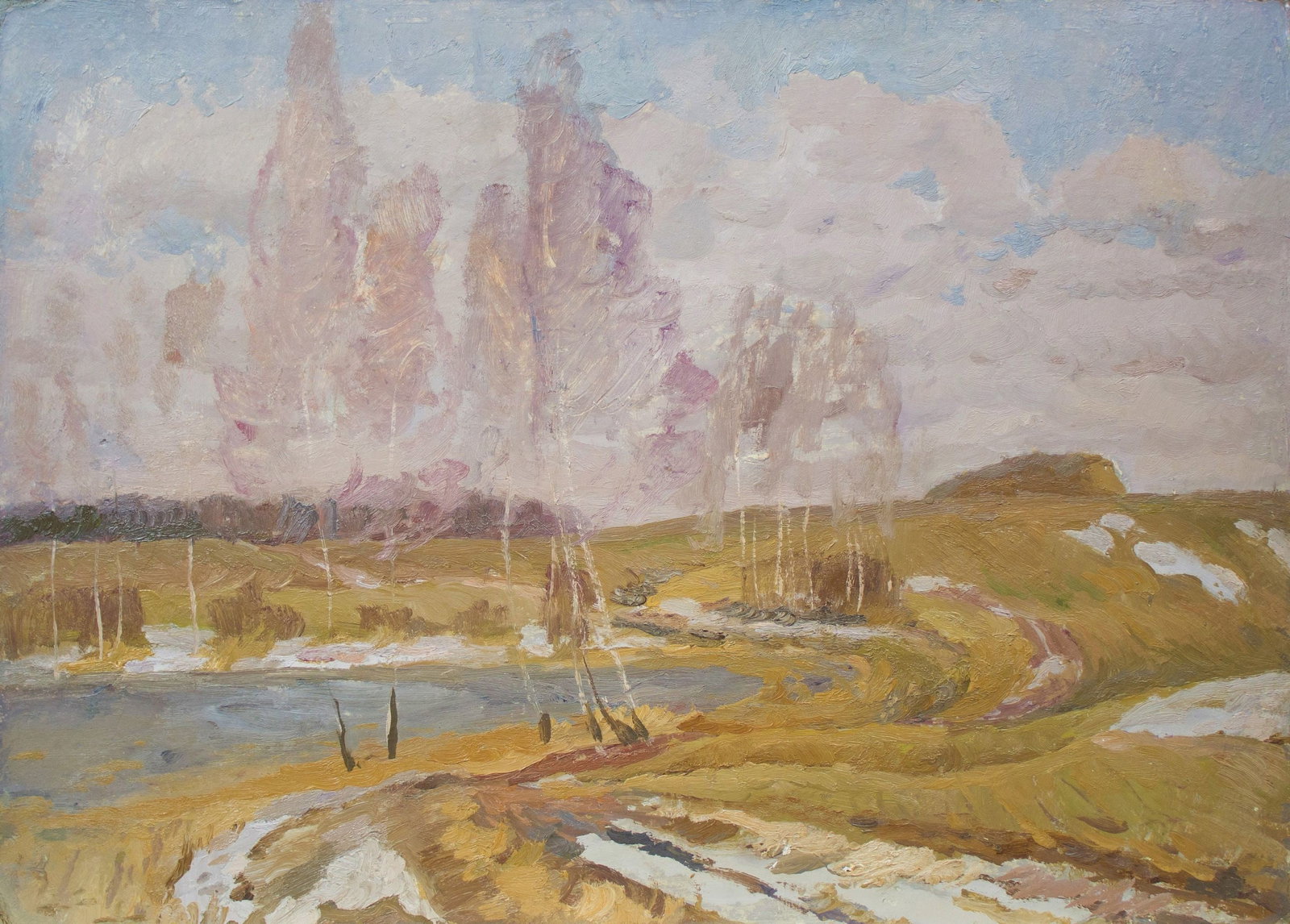 Mynka Olexandr (Ukrainian artist), "Spring breeze", oil on cardboard (1 of 3)
