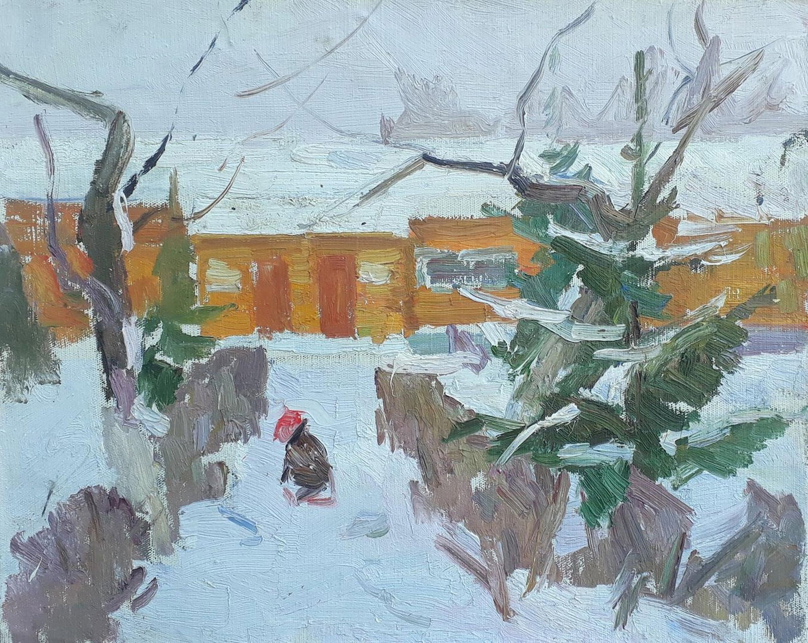 Unidentified (Ukrainian artist), "Rural school", oil on canvas (1 of 1)