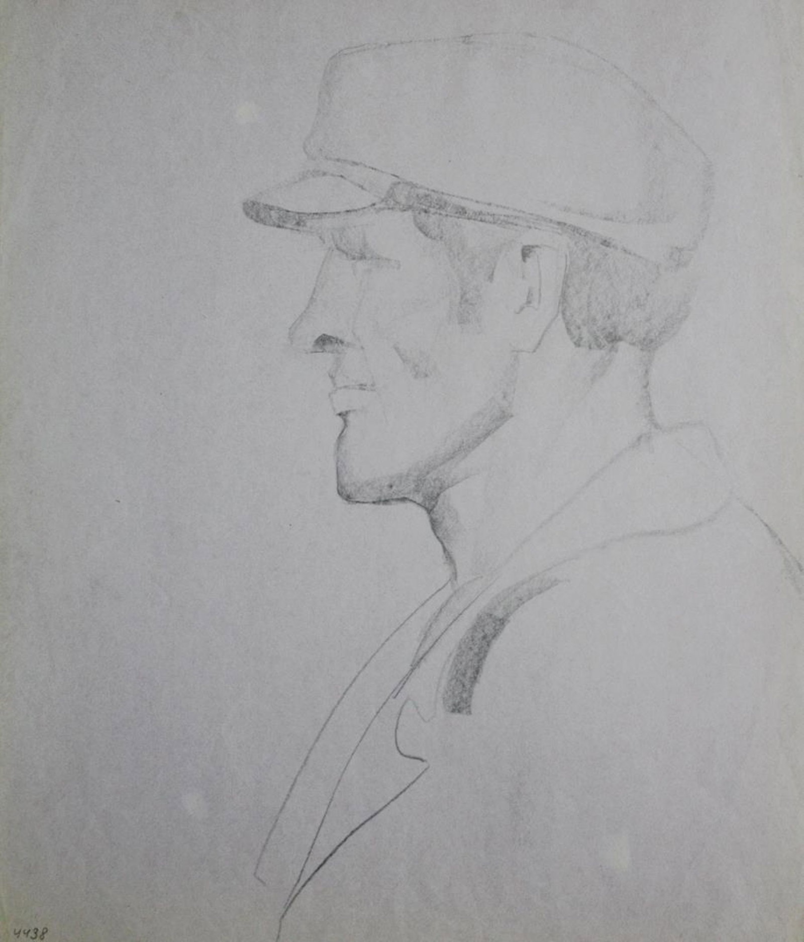 Mynka Olexandr (Ukrainian artist), "The man in the cap. Profile", pencil on paper (1 of 2)