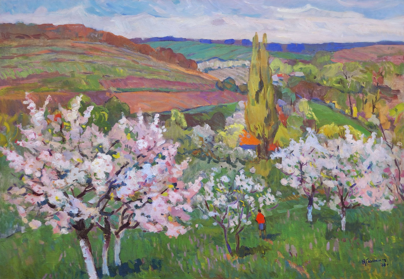 Hantman Moses (Ukrainian artist), "Blooming trees", oil on canvas (1 of 4)