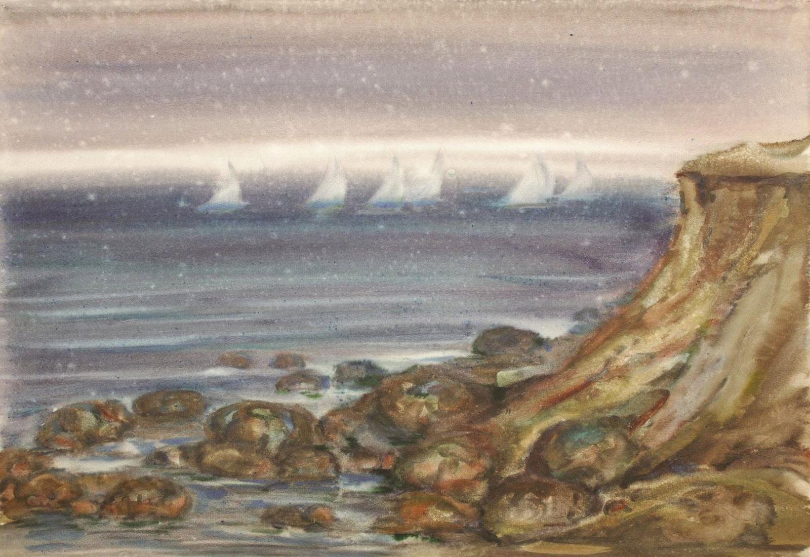 Mynka Olexandr (Ukrainian artist), "At the cliff", watercolor on paper (1 of 1)