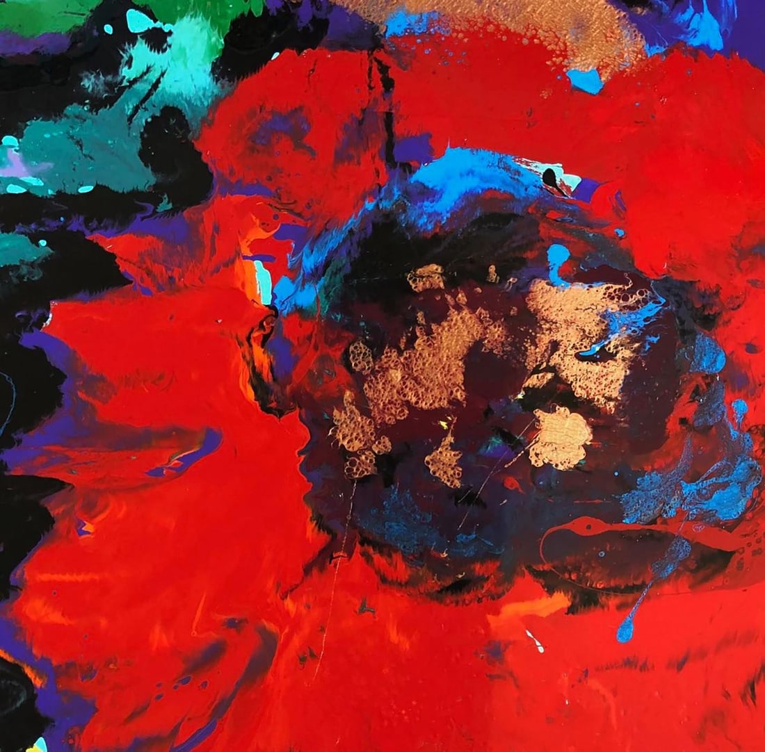 Oil painting Flash of Red Flower Natalia Korf-Ivaniuk - 2