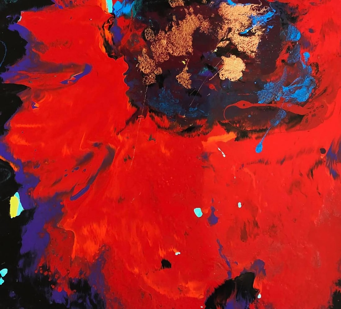 Oil painting Flash of Red Flower Natalia Korf-Ivaniuk - 4