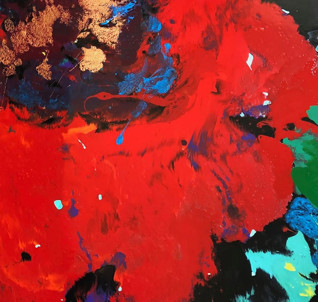 Oil painting Flash of Red Flower Natalia Korf-Ivaniuk - 5