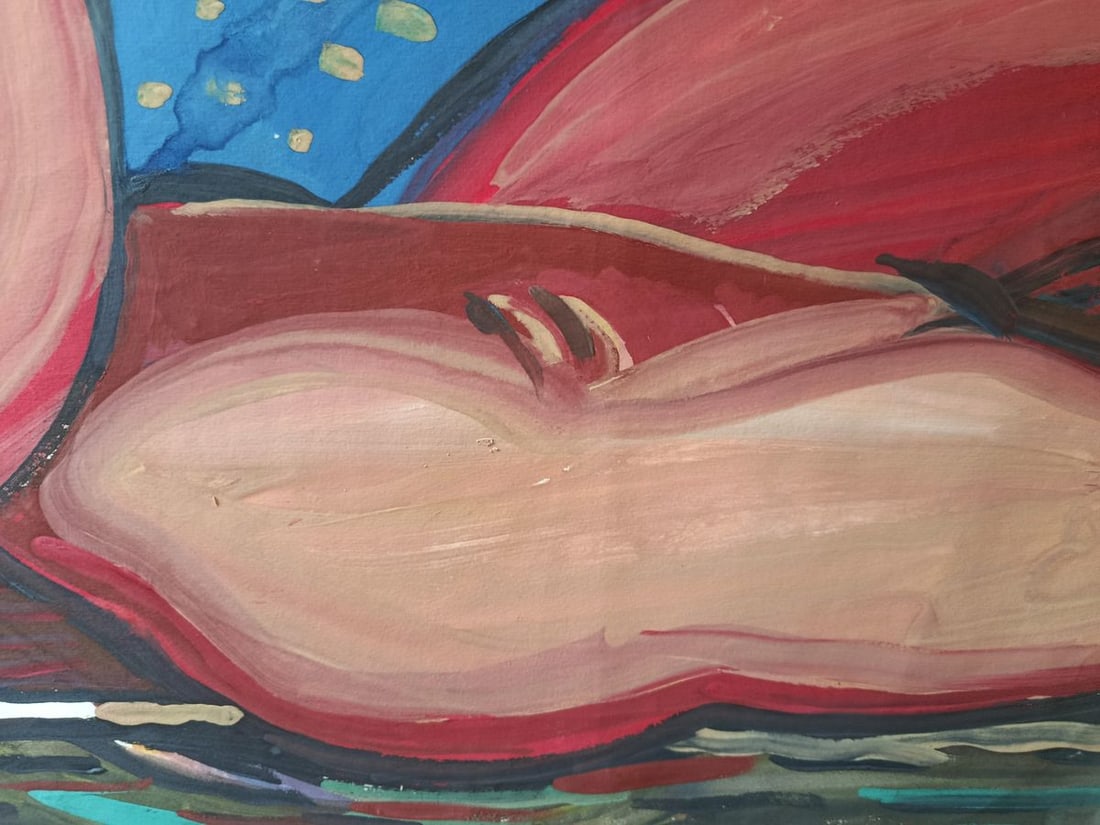 Acrylic painting A woman is relaxing on the beach Volodymyr Afanasiev - 5