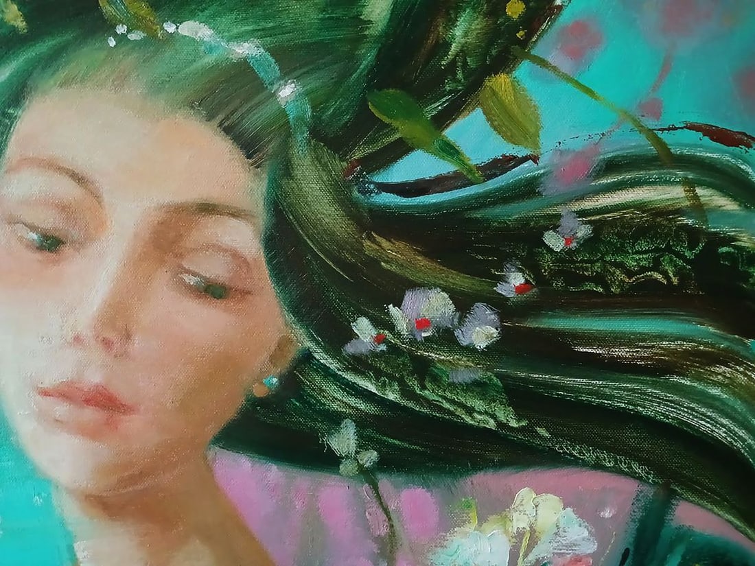 Abstract oil painting The girl is dreaming Anatoly Tarabanov - 6