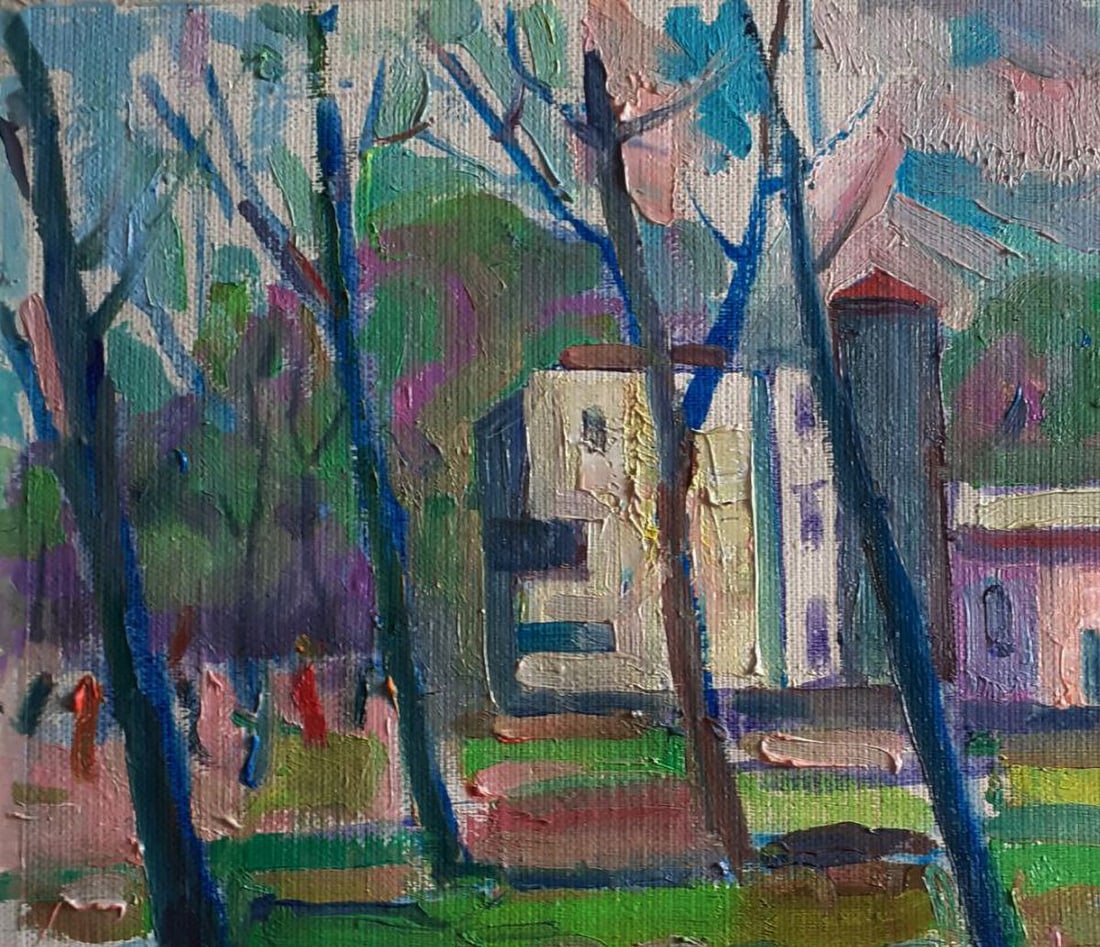 Oil painting Spring in the park Pavel Dobrev - 4