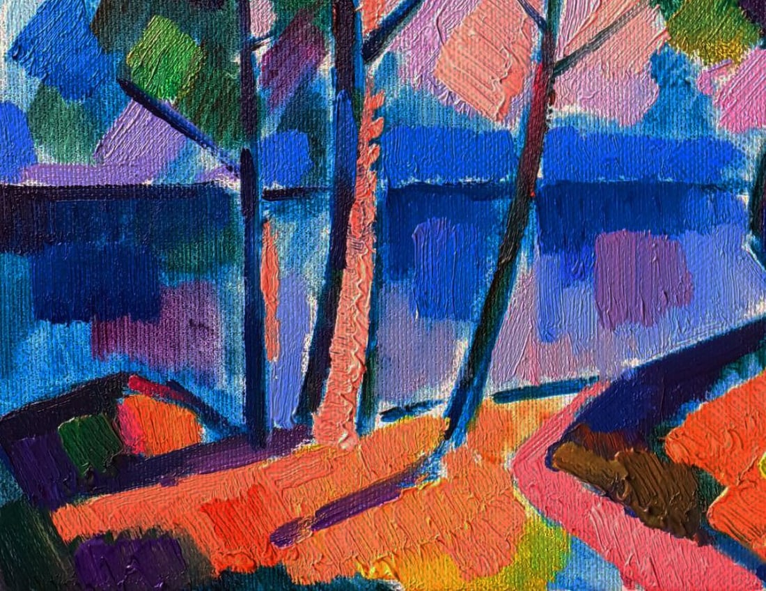 Oil painting Guardian trees by the river Pavel Dobrev - 6