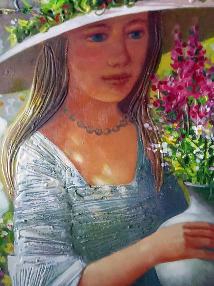 Abstract oil painting Girl with a bouquet Anatoly Borisovich Tarabanov - 7
