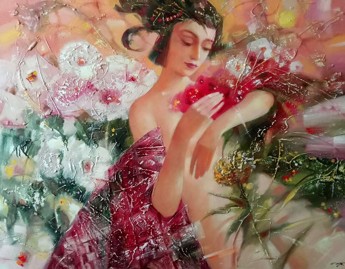 Abstract oil painting Eos Anatoly Borisovich Tarabanov: Tar 331Eos is a mesmerizing oil painting that seamlessly blends abstraction with evocative symbolism, creating a captivating visual narrative. This artwork, created by an artist with a profound