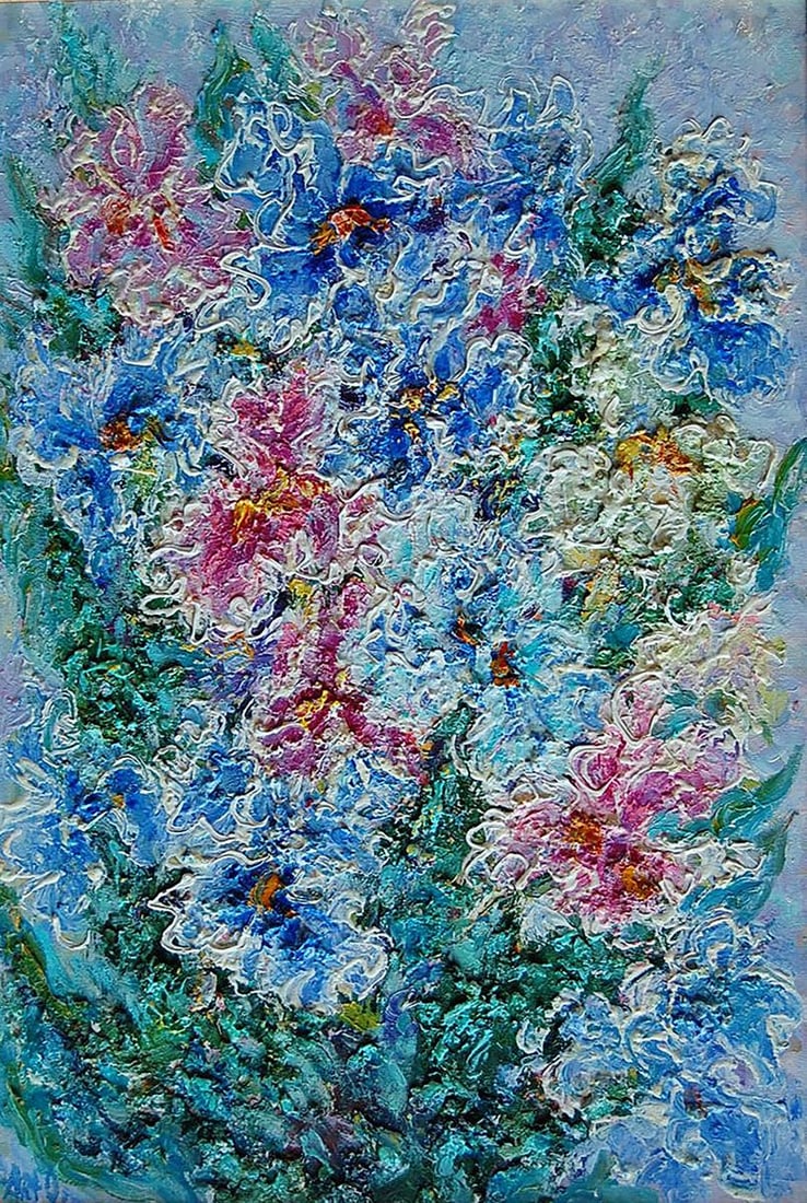 Abstract oil painting My irises Kotmin Olga: Kotmin 81*** ABOUT THIS PAINTING **** TITLE: My irises* ARTISTS: Kotmin Olga* SIZE: 60x40 cm/'23.62x15.74 inches' * MEDIUM: oil, canvas* HAND PAINTED: Original painting from our collection* CONDITION: