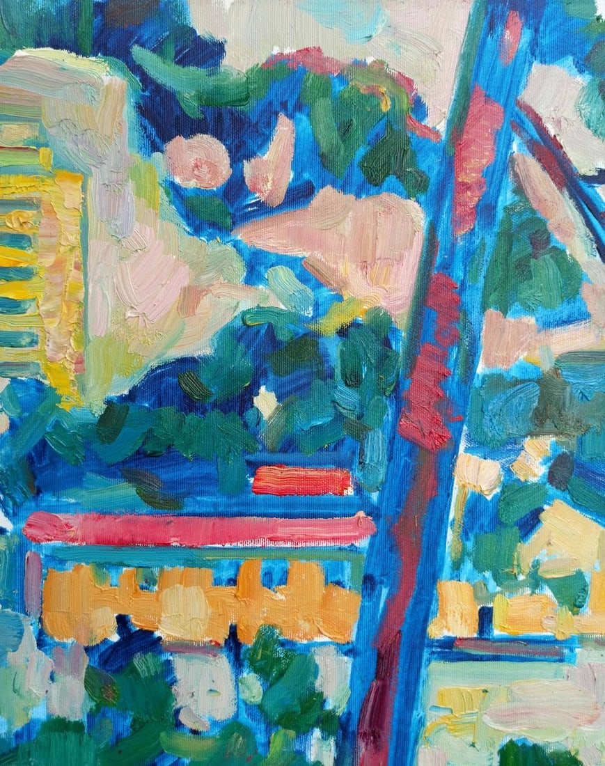 Abstract oil painting City view Peter Tovpev - 3