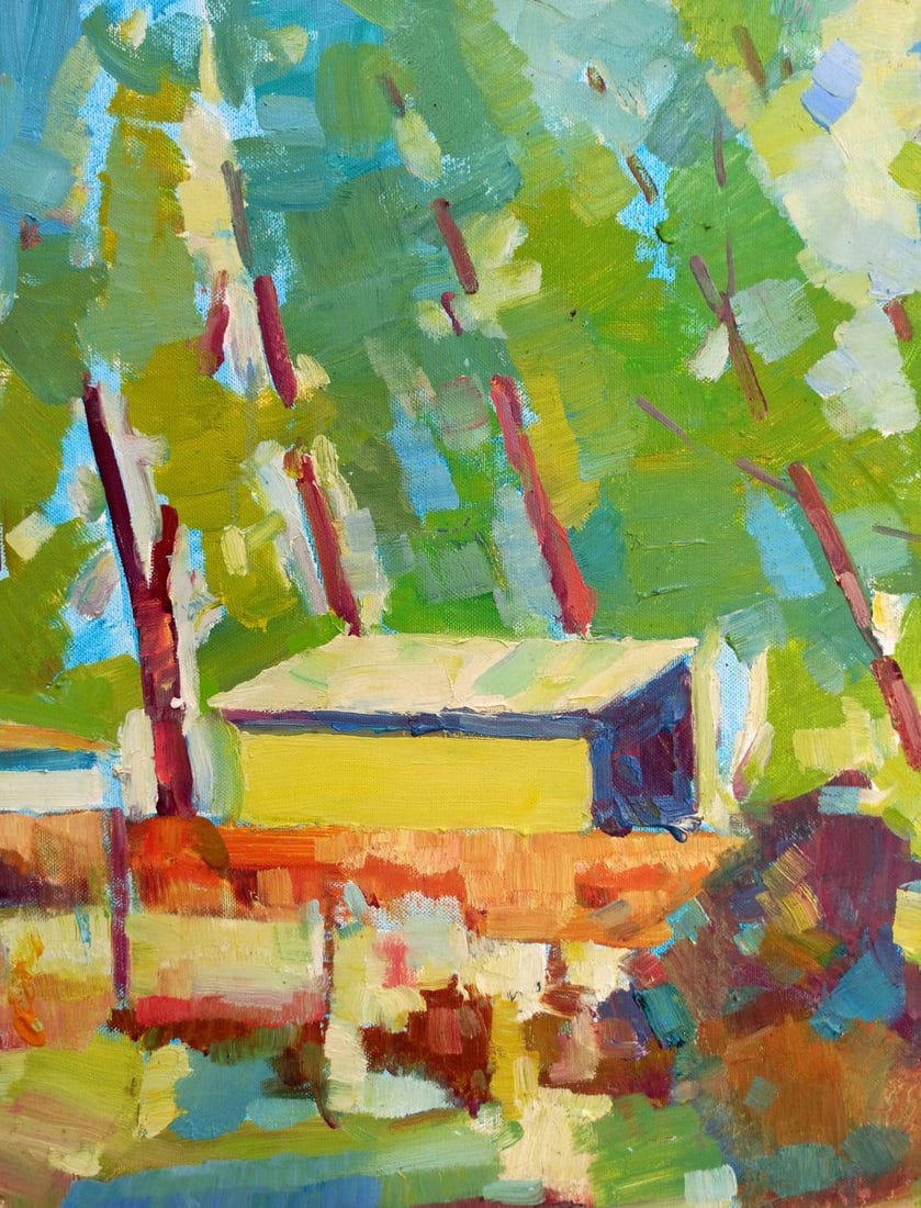 Abstract oil painting House in the forest Peter Tovpev - 3