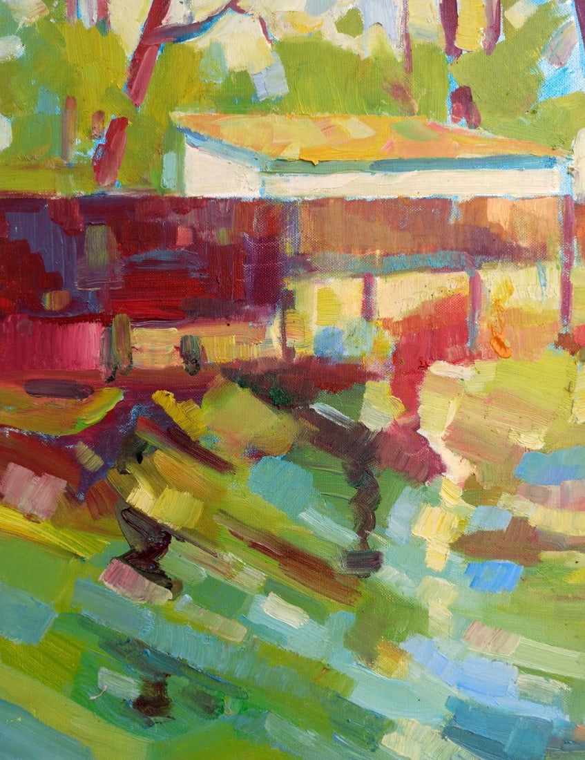Abstract oil painting House in the forest Peter Tovpev - 5
