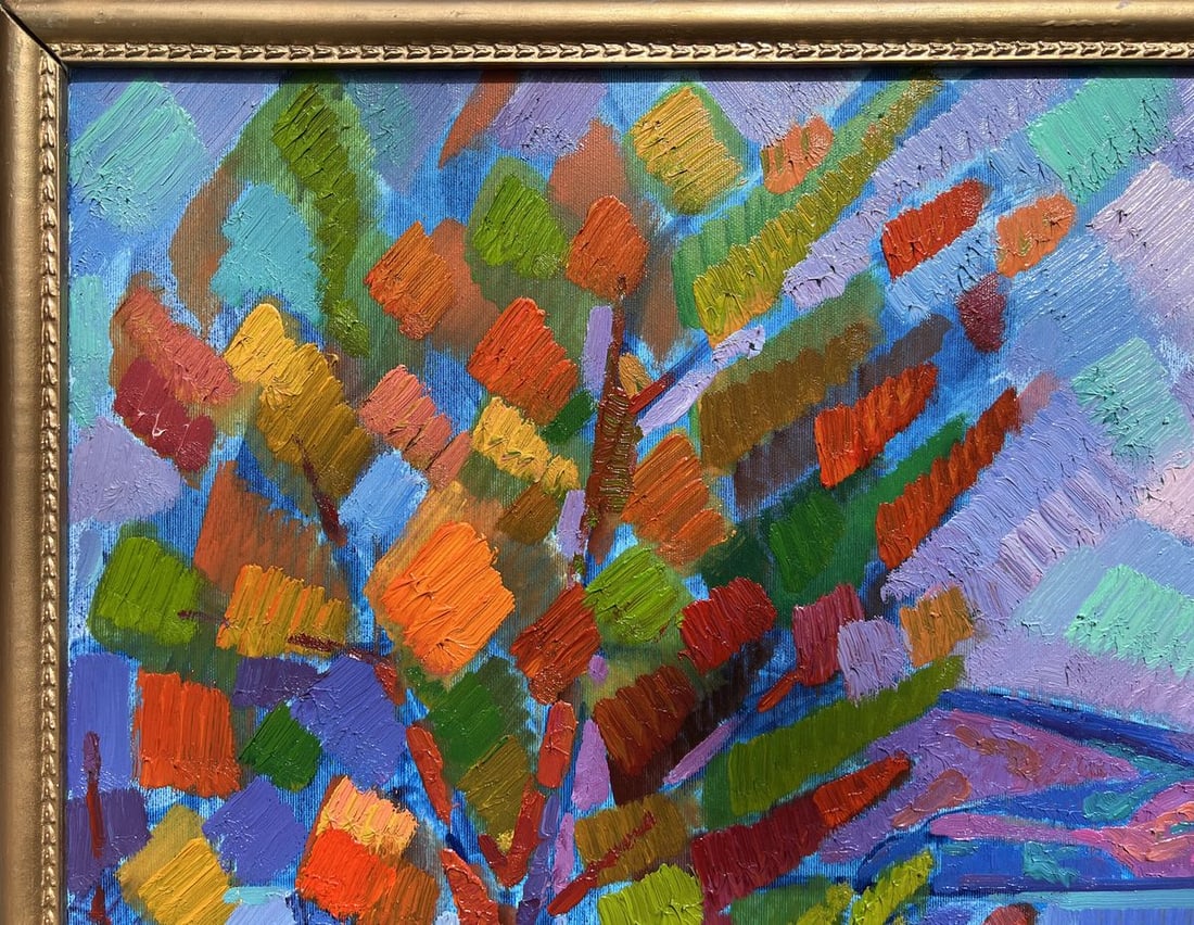 Abstract oil painting Autumn on the Dnieper Peter Tovpev - 2