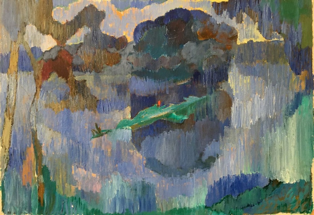 Abstract oil painting Something in the river Kiyansky Yuri Ivanovich: Verns 79 *** ABOUT THIS PAINTING *** * TITLE: Something in the river * ARTISTS: Kiyansky Yuri Ivanovich * SIZE: 50x70 cm/'19.68x27.55 inches' * MEDIUM: oil, cardboard * HAND PAINTED: Original painting