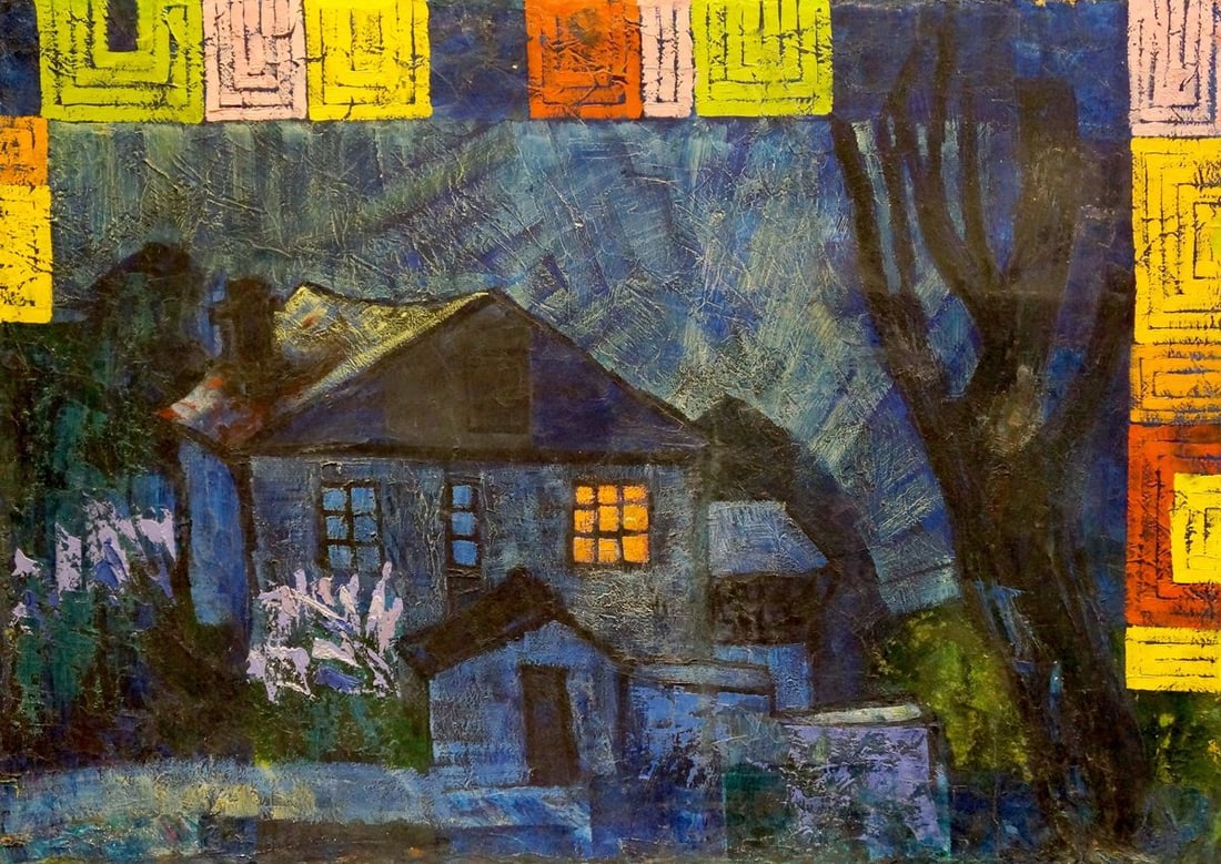 Oil painting Night landscape: Verns 180 *** ABOUT THIS PAINTING *** * TITLE: Night landscape * ARTISTS: Unknown artist * SIZE: 54x76 cm/'21.25x29.92 inches' * MEDIUM: oil, cardboard * HAND PAINTED: Original painting from our