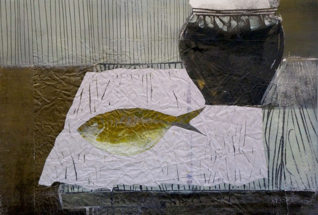 Abstract painting Fish on the table Albina Yaloz - 4