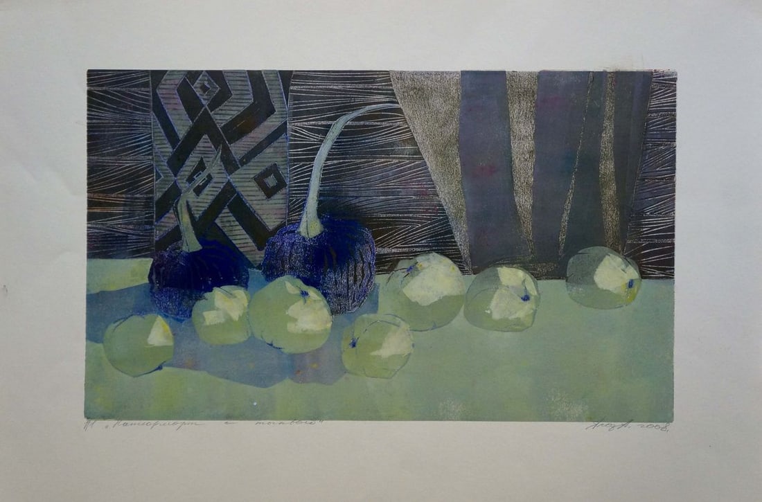 Abstract painting Apples and pumpkins Albina Yaloz: Verns 796 *** ABOUT THIS PAINTING *** * TITLE: Apples and pumpkins * ARTISTS: Albina Yaloz * SIZE: 50x70 cm/'19.68x27.55 inches' * MEDIUM: cardboard * HAND PAINTED: Original painting from our
