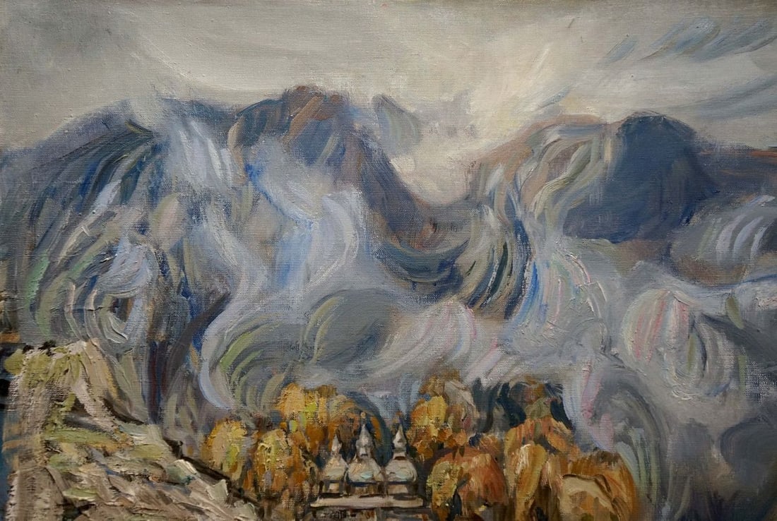 Abstract oil painting Rural landscape - 3