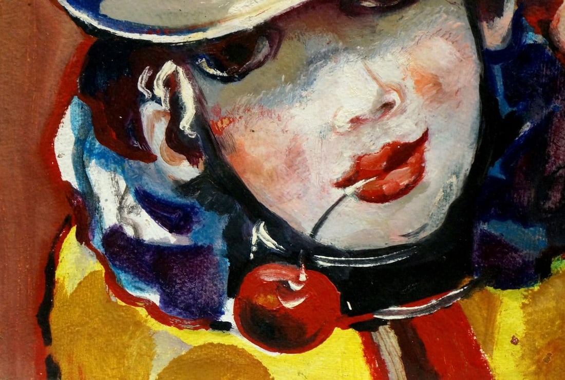 Oil painting Nikolay Nikolaevich Prokopenko Clown with cherry - 2