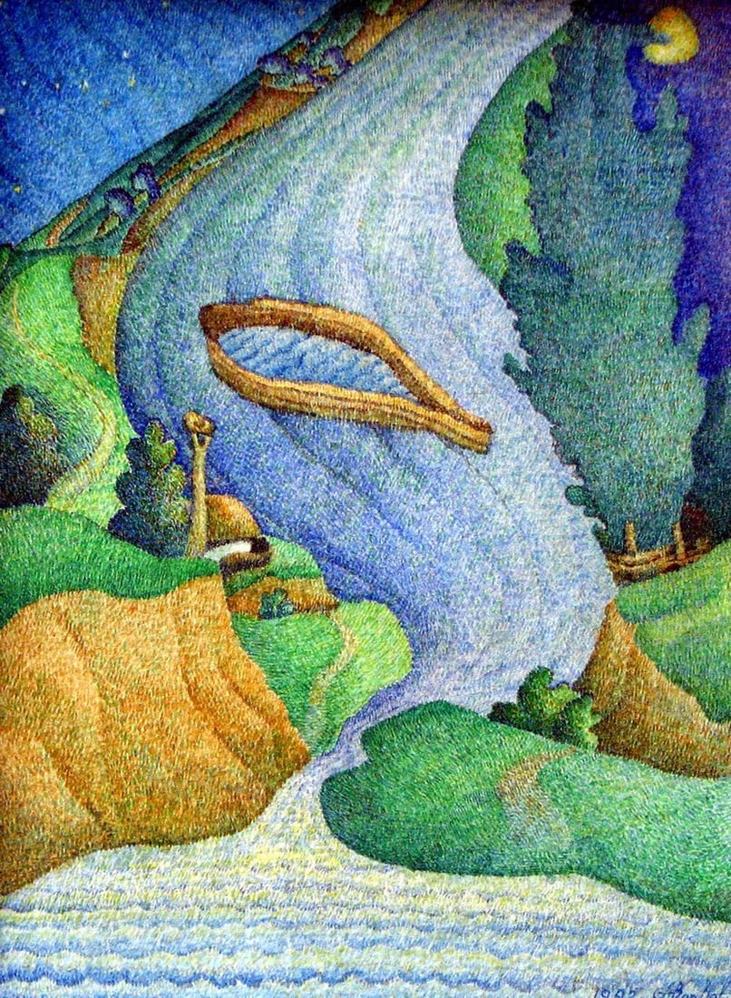 Abstract watercolor painting A boat is sailing, alone behind the water Varvarov Anatoly Viktorovich: Varv 93 *** ABOUT THIS PAINTING *** * TITLE: A boat is sailing, alone behind the water * ARTISTS: Varvarov Anatoly Viktorovich * SIZE: 16x12 cm/'6.29x4.72 inches' * MEDIUM: watercolor, paper * HAND PA