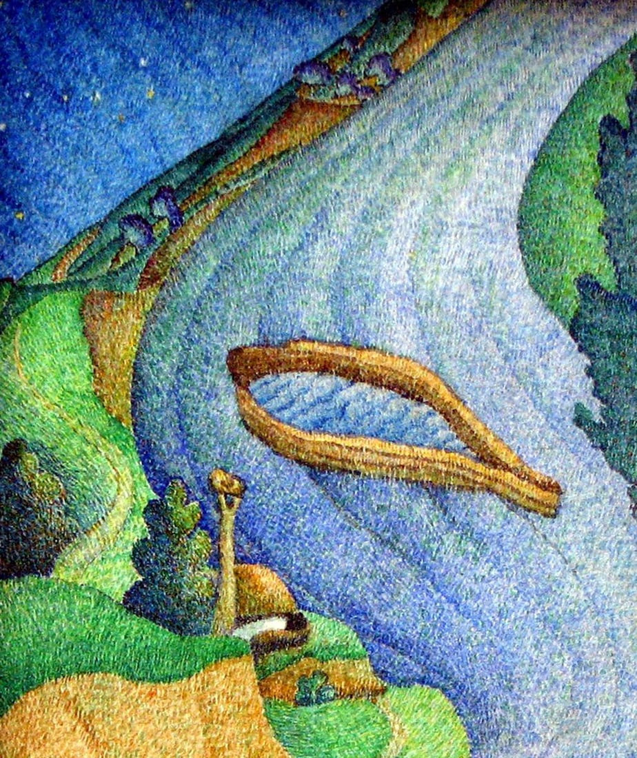Abstract watercolor painting A boat is sailing, alone behind the water Varvarov Anatoly Viktorovich - 2